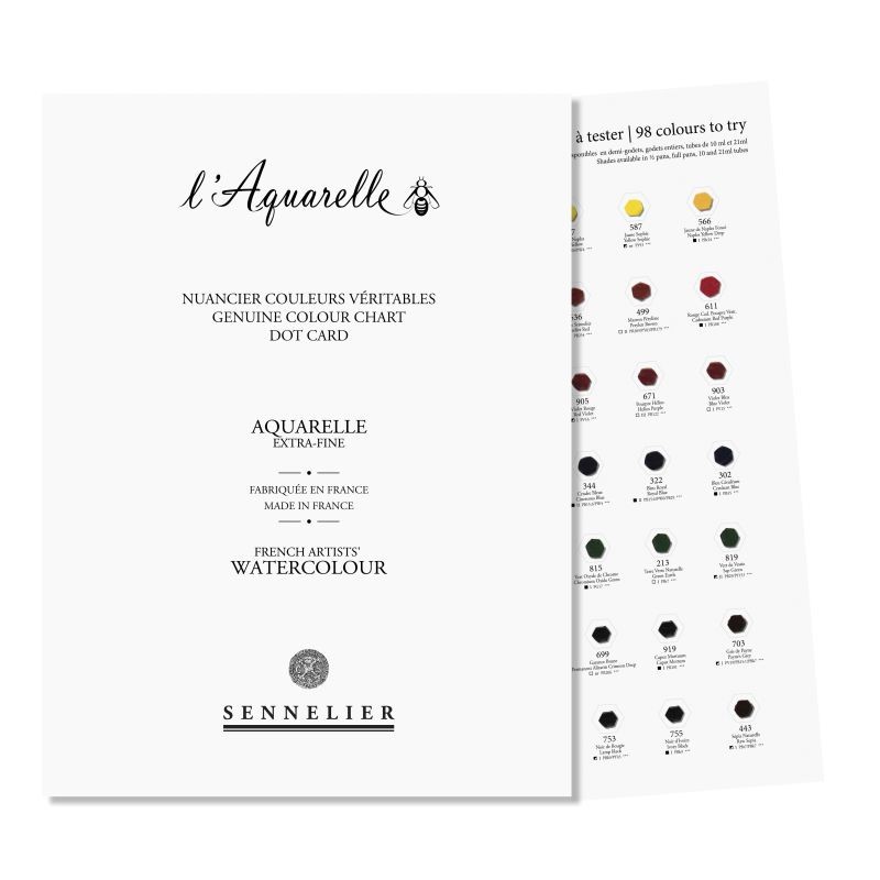 Nuancier aquarelle extra-fine Sennelier, Dot Card de 98 couleurs
