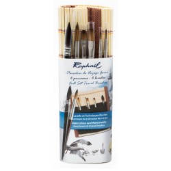 Set de 6 pinceaux de voyage Raphaël en pincelier bambou
