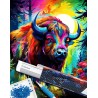 Broderie diamant 40x50cm sur toile roulée - Bison coloré abstrait