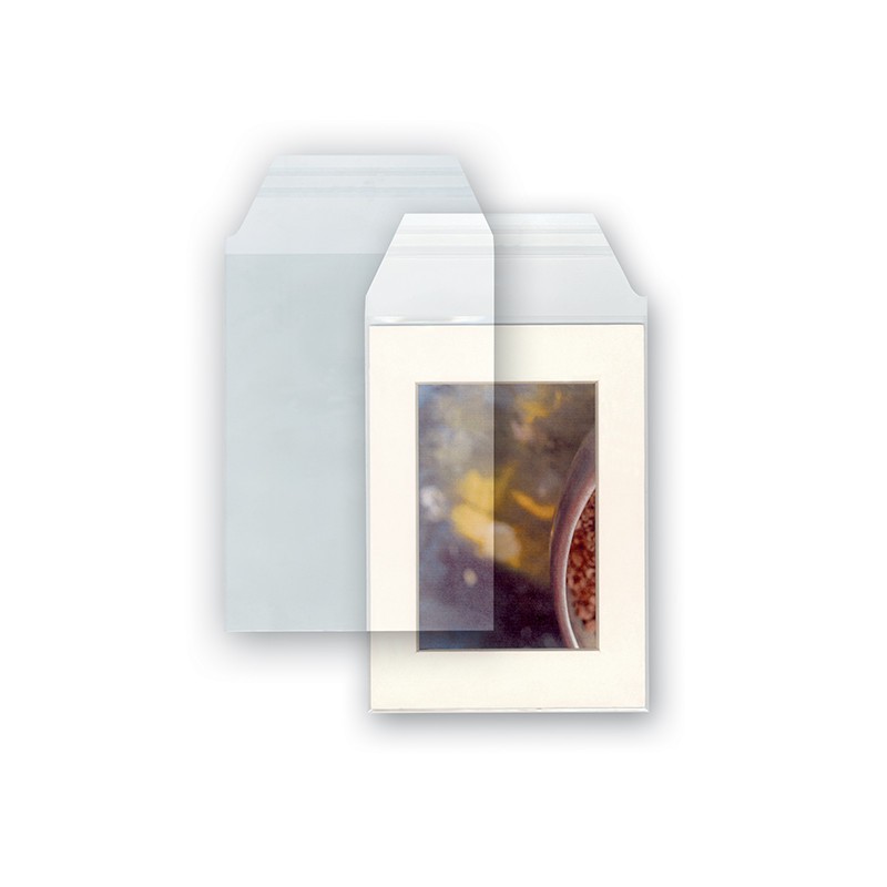 Pochette de protection transparente rectangle avec rabat adhésif - Lot de 10 pcs