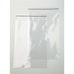 Pochette de protection transparente rectangle avec rabat adhésif - Lot de 10 pcs
