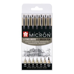 Set 6 feutres Pigma Micron Sakura +1 brush OFFERT