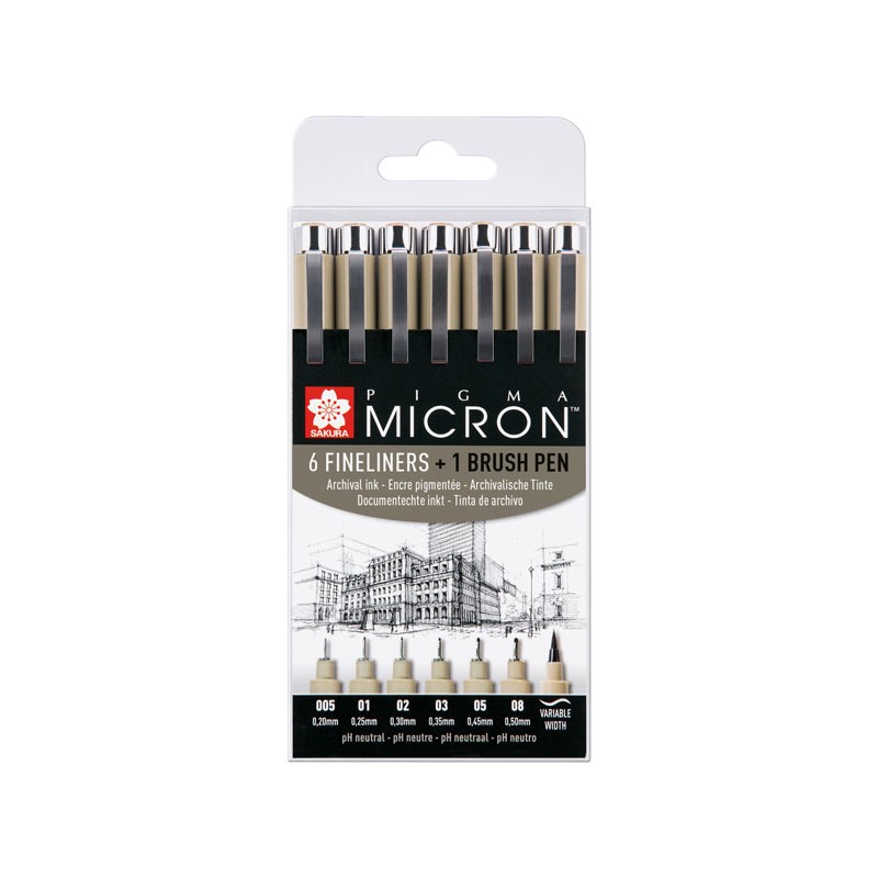Set 6 feutres Pigma Micron Sakura +1 brush OFFERT