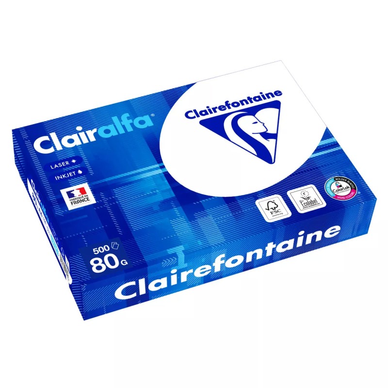 Ramette papier blanc multifonctions Clairalfa, 500 fls 80 g/m²