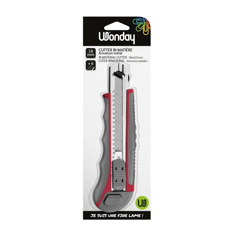 Cutter rétractable autobloquant 18 mm + 6 lames