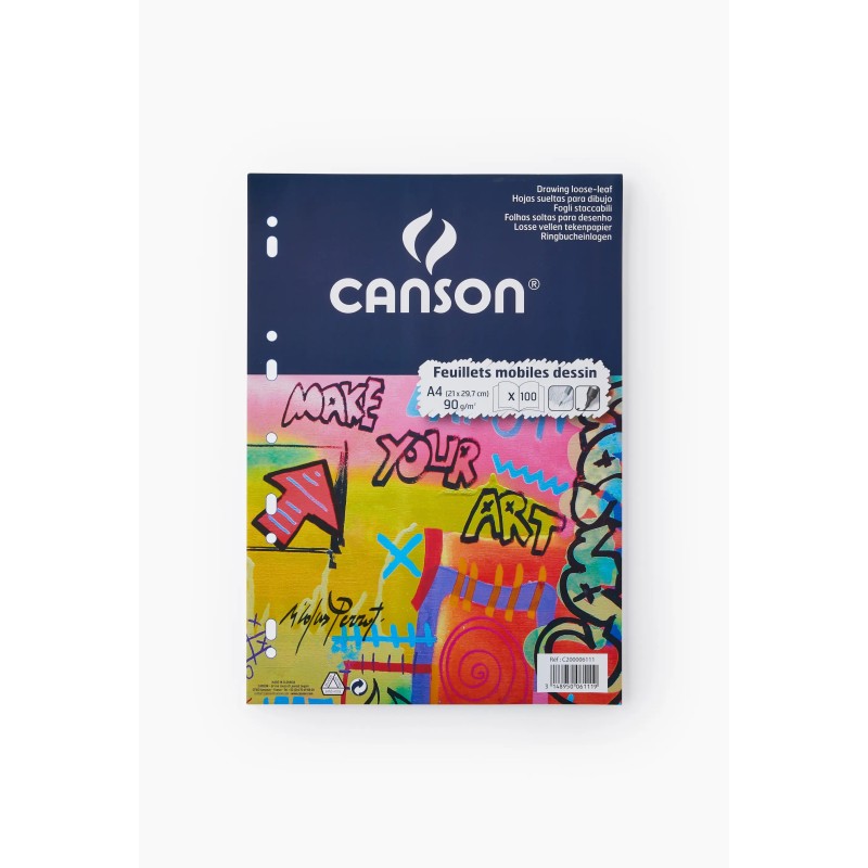 Sachet de 50 feuilles papier à dessin perforées 90 g/m² A4 Canson