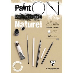 Bloc multi-technique Paint On Kraft naturel 250g/m², 30 fls collées