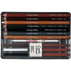 Boîte métal Esquisse Conté à Paris - Crayons et carrés