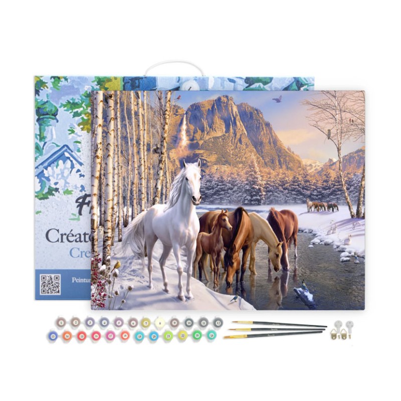 Peinture par numéros Chevaux à la fin de l'hiver sur châssis 40x50 cm