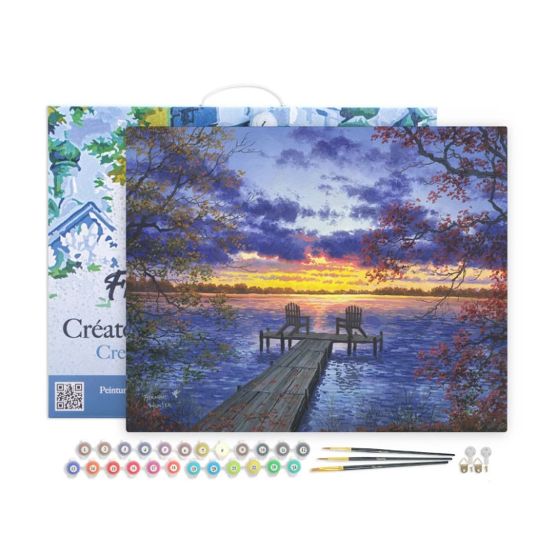 Peinture par numéros Ponton au coucher de soleil sur châssis 40x50 cm