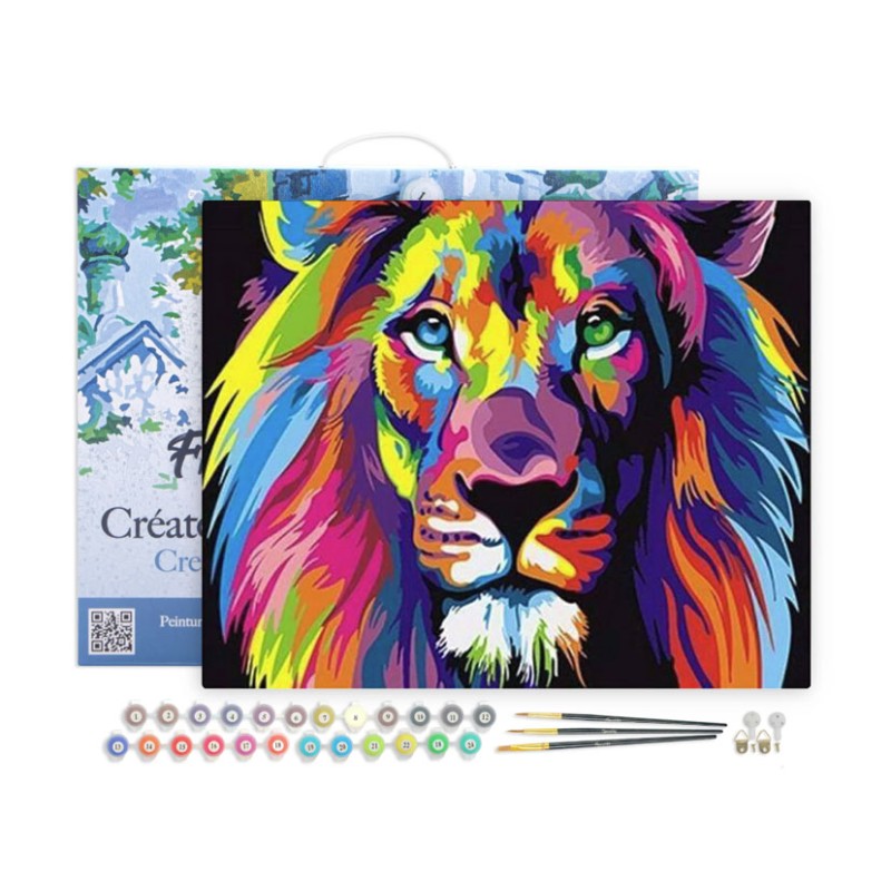 Peinture par numéros Lion Pop Art sur châssis 40x50 cm