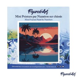 Peinture par numéros Mer et coucher de soleil sur châssis 20x20 cm
