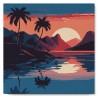 Peinture par numéros Mer et coucher de soleil sur châssis 20x20 cm