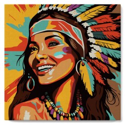 Peinture par numéros Femme native Pop Art sur châssis 20x20 cm