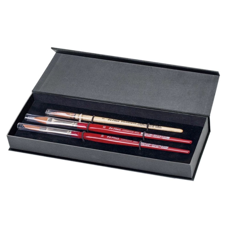 Coffret de 3 pinceaux aquarelle synthétiques Spin