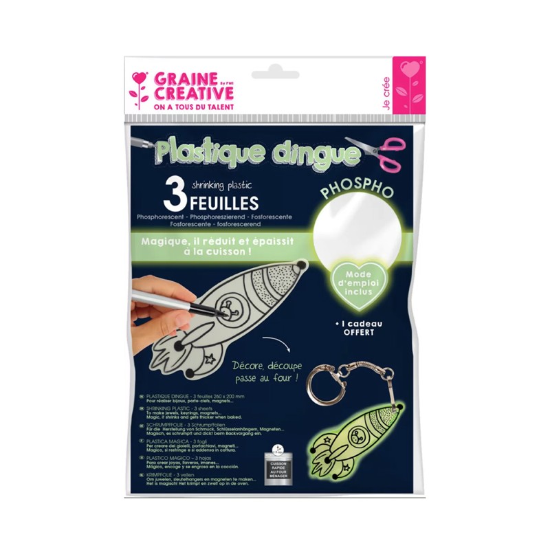 Plastique dingue phosphorescent 26x20cm x3fls