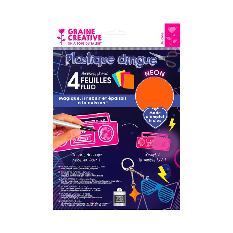 Plastique dingue couleurs néons 26x20cm x4fls