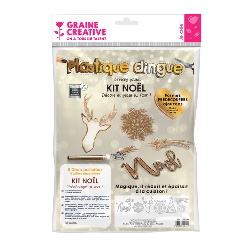 Kit Plastique dingue Décos de Noël pailletées prédécoupées