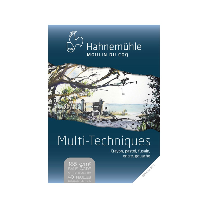 Bloc papier multi-technique 185 g/m², 40 fls collées