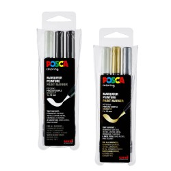 Set de 4 marqueurs Posca PC8K couleurs métalliques et fluo Uniball
