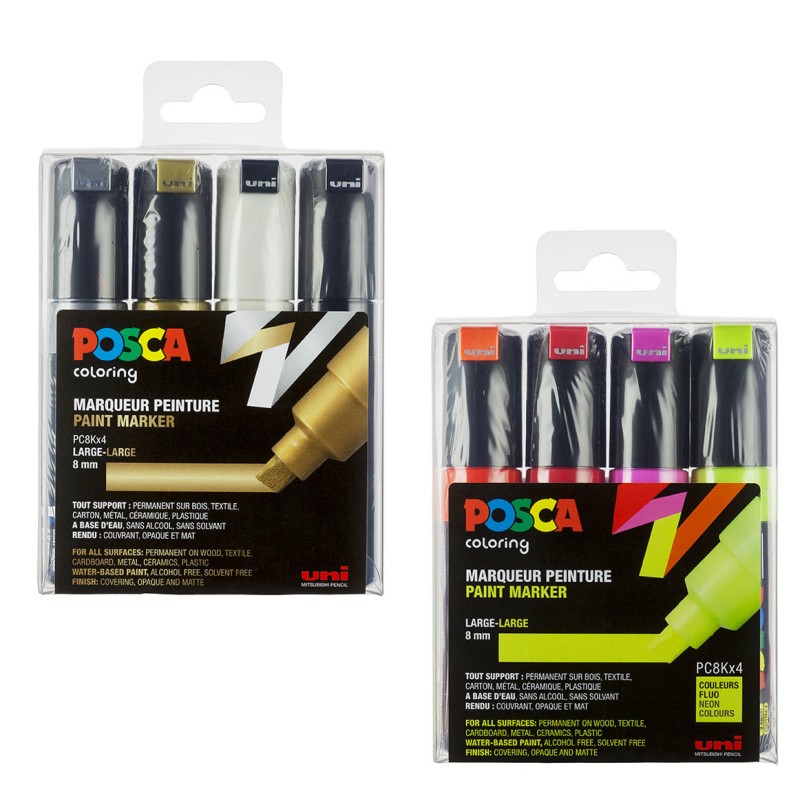 Set de 4 marqueurs assortis Posca PC-8K