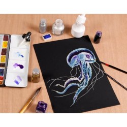 Bloc papier aquarelle noir Etival 300 g/m²,12 feuilles spiralées