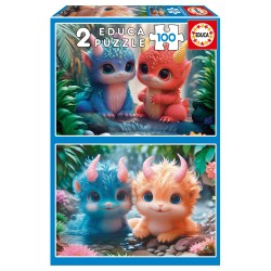 Puzzle Junior 2x100 pièces - Monstres mignons