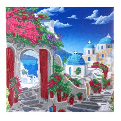 Kit tableau à diamanter Crystal Art 30x30cm - Paysage grec
