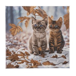 Kit tableau à diamanter Crystal Art 30x30cm - Duo de chatons en hiver
