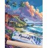 Peinture par numéros Maisons en bord de plage sur châssis 40x50 cm