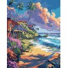 Peinture par numéros Maisons en bord de plage sur châssis 40x50 cm