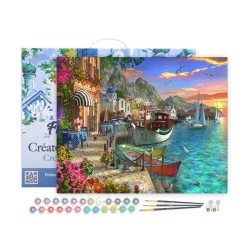 Peinture par numéros Port fleuri sur châssis 40x50 cm