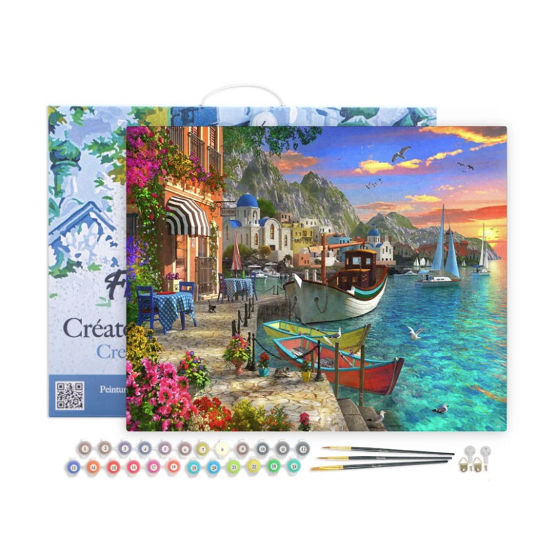 Peinture par numéros Port fleuri sur châssis 40x50 cm