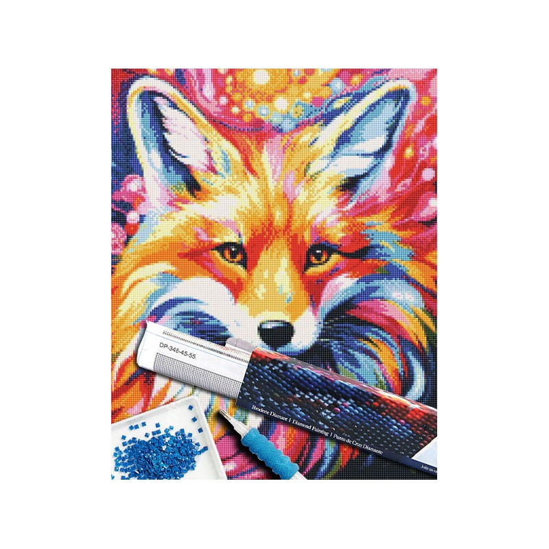 Broderie diamant 40x50cm sur toile roulée - Renard coloré