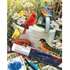 Broderie diamant 40x50cm sur toile roulée - Oiseaux de jardin