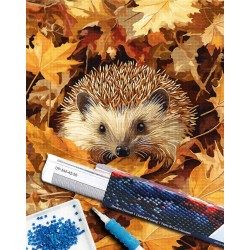 Broderie diamant 40x50cm sur toile roulée - Hérisson dans les feuilles