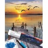 Broderie diamant 40x50cm sur toile roulée - Ponton sur lac