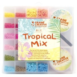 Set DIY perles assorties et fil élastique - Tropical Mix 