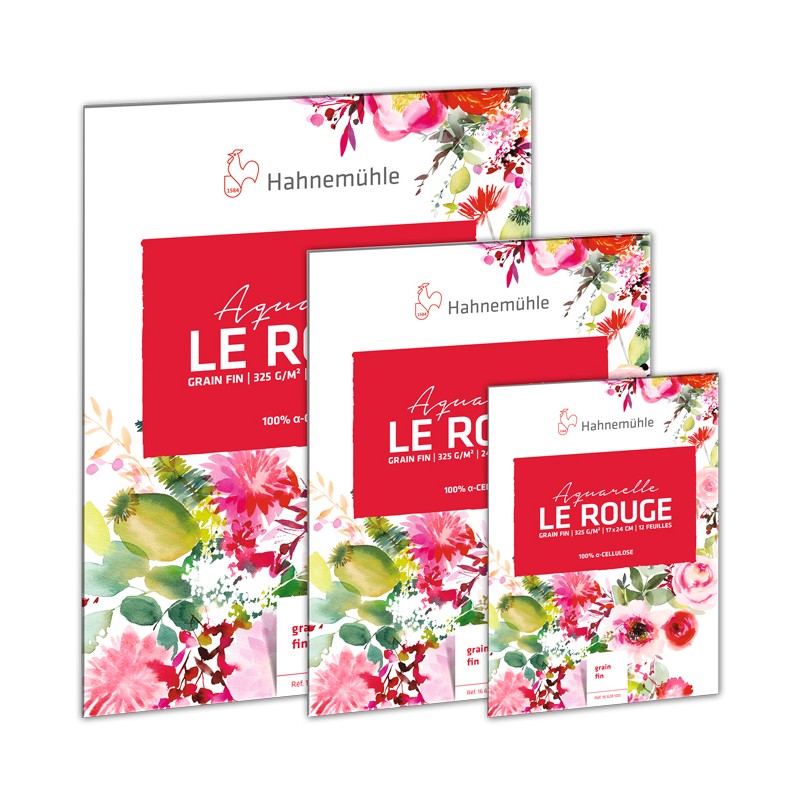 Bloc aquarelle Le Rouge grain fin 325 g/m², 12 fls collées