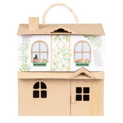 Maison de poupéé en papier maché - 25x24x27 cm