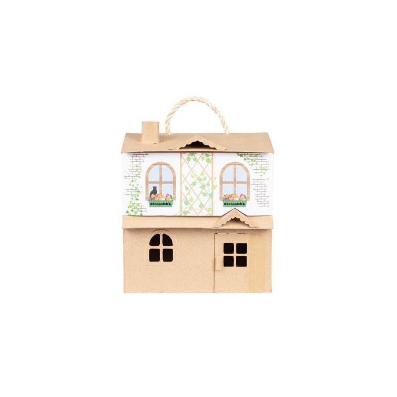 Maison de poupéé en papier maché - 25x24x27 cm