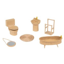 Set de 6 miniatures Salle de bain en papier mâché