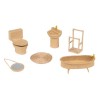 Set de 6 miniatures Salle de bain en papier mâché