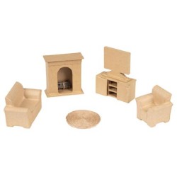 Set de 6 miniatures Salon en papier mâché