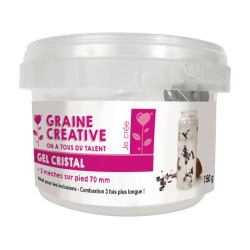 Gel bougie cristal transparent, pot de 150gr + 2 mèches