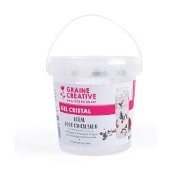 Gel bougie cristal transparent, pot 800gr + 8 mèches
