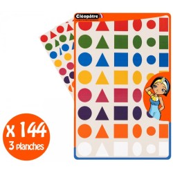Gommettes Géométriques 6 formes et 8 couleurs x144 pcs