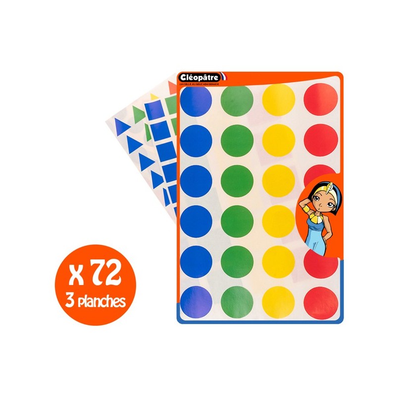 Gommettes Géométriques 3 formes et 4 couleurs x72 pcs