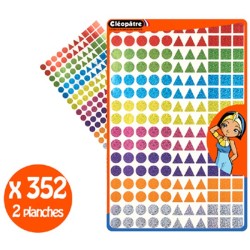 Gommettes géométriques holographiques 3 formes et 8 couleurs x352 pcs