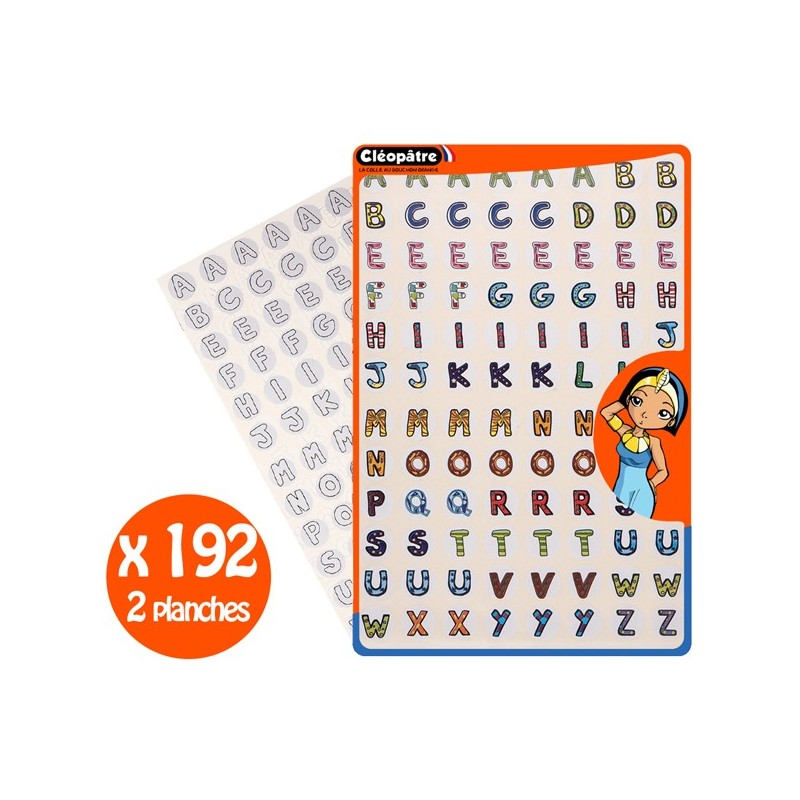 Gommettes Alphabet couleur et à colorier x192 pcs 